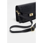 Bolso De Hombro Amber Crocos - Negro
