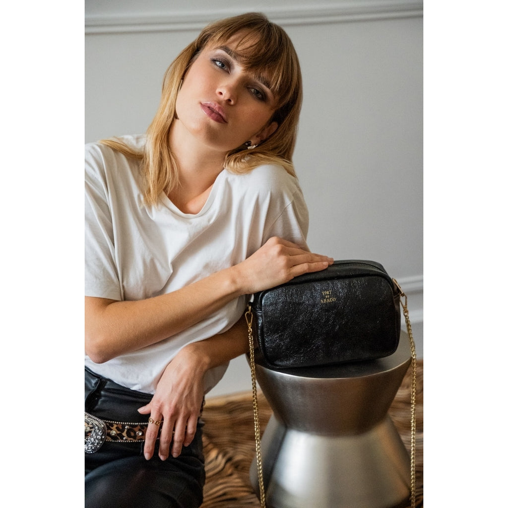 Bolso bandolera Amaia - Negro metalizado