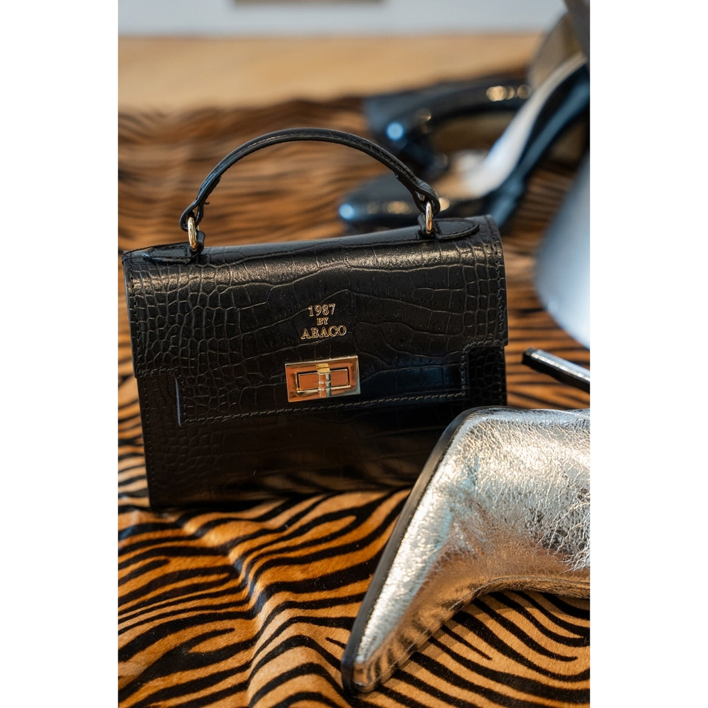 Bolso de hombro Sandy de cocodrilo - Negro
