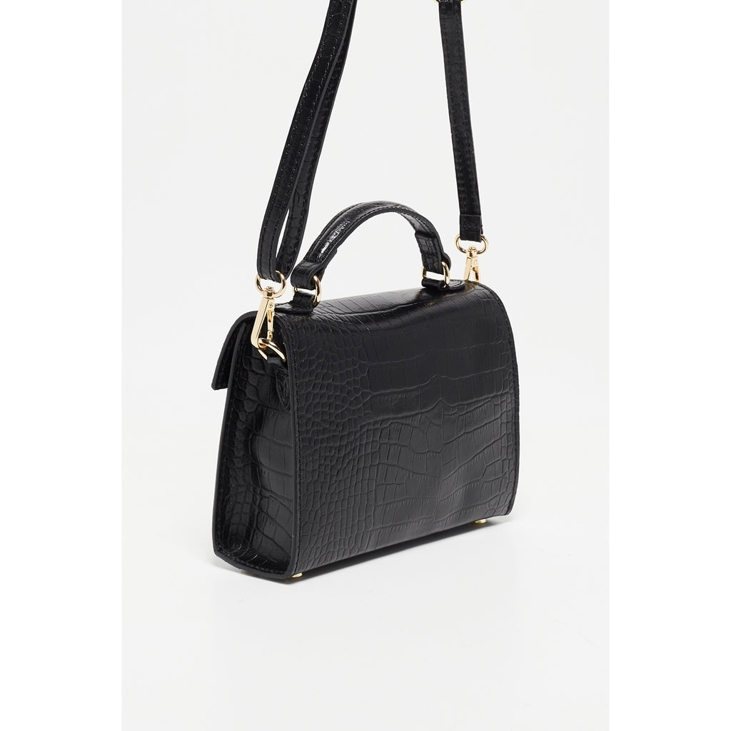 Bolso de hombro Sandy de cocodrilo - Negro