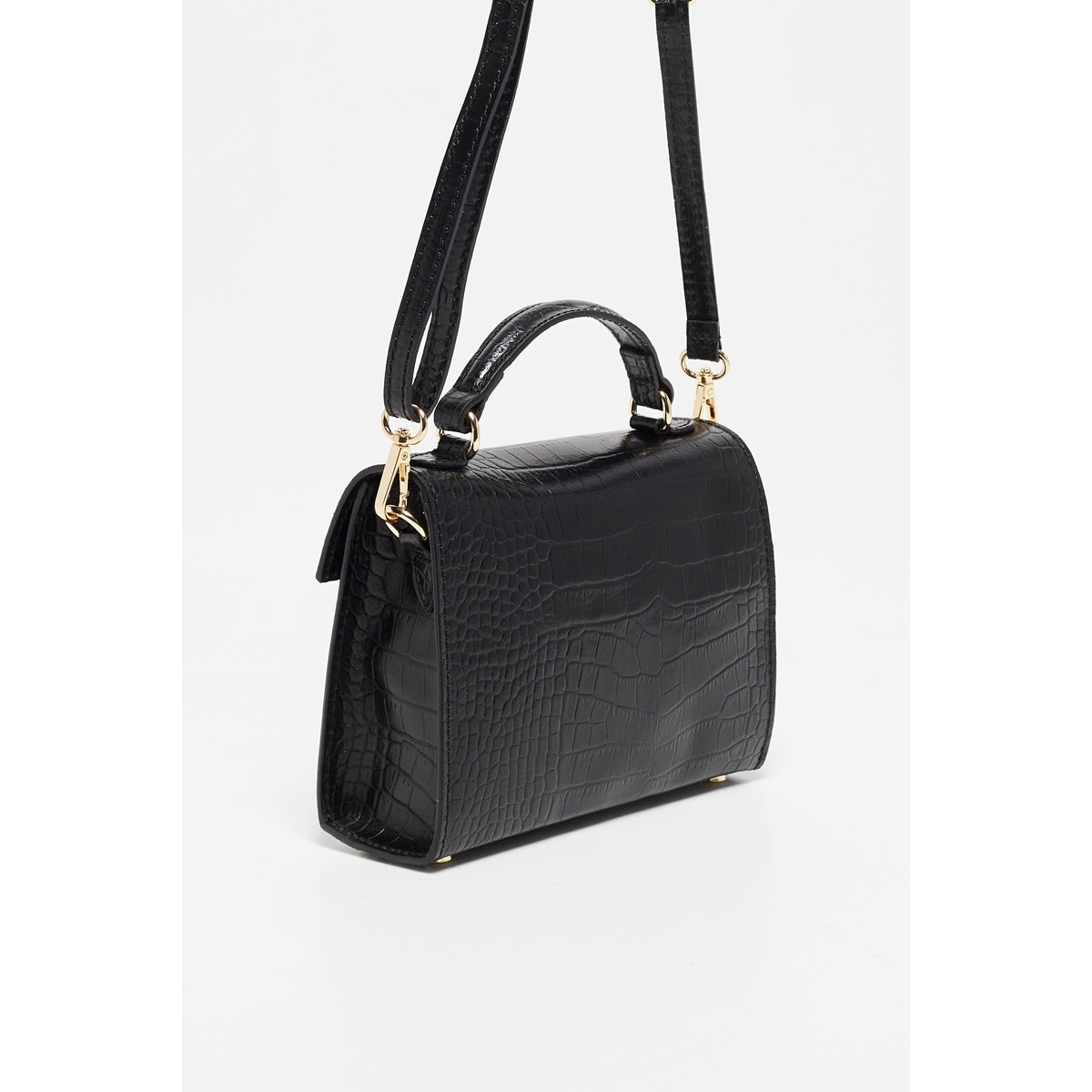 Bolso de hombro Sandy de cocodrilo - Negro