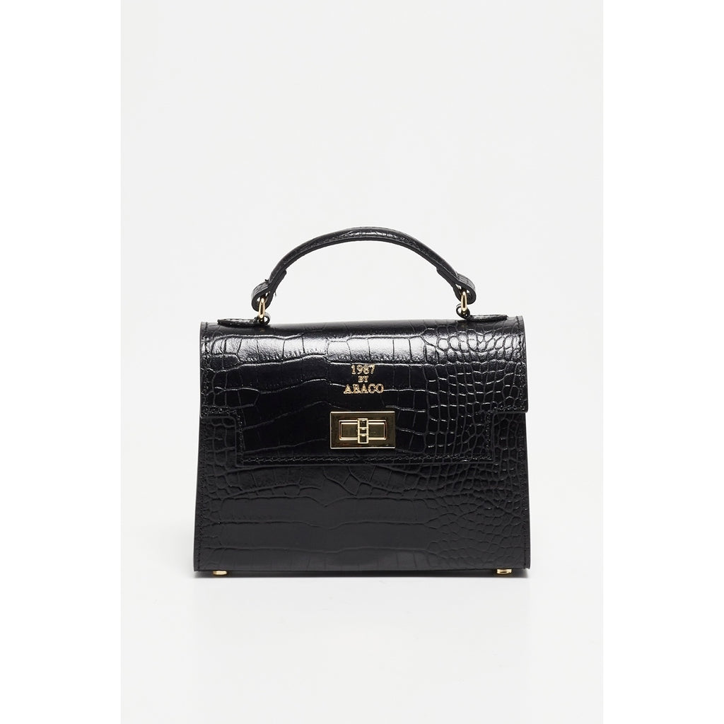 Bolso de hombro Sandy de cocodrilo - Negro