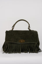 Mick Fringe Handbag - Bottle Green