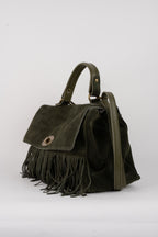 Mick Fringe Handbag - Bottle Green