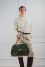 Mick Fringe Handbag - Bottle Green