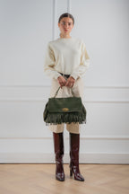 Mick Fringe Handbag - Bottle Green