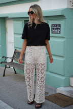 Pantalones Rosie de crochet - Beige