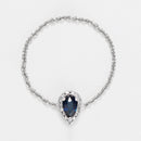 Bague Chaine "Blue Tear" Diamant 0,05/15 Saphir 0,25 - Or Blanc