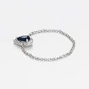 Bague Chaine "Blue Tear" Diamant 0,05/15 Saphir 0,25 - Or Blanc