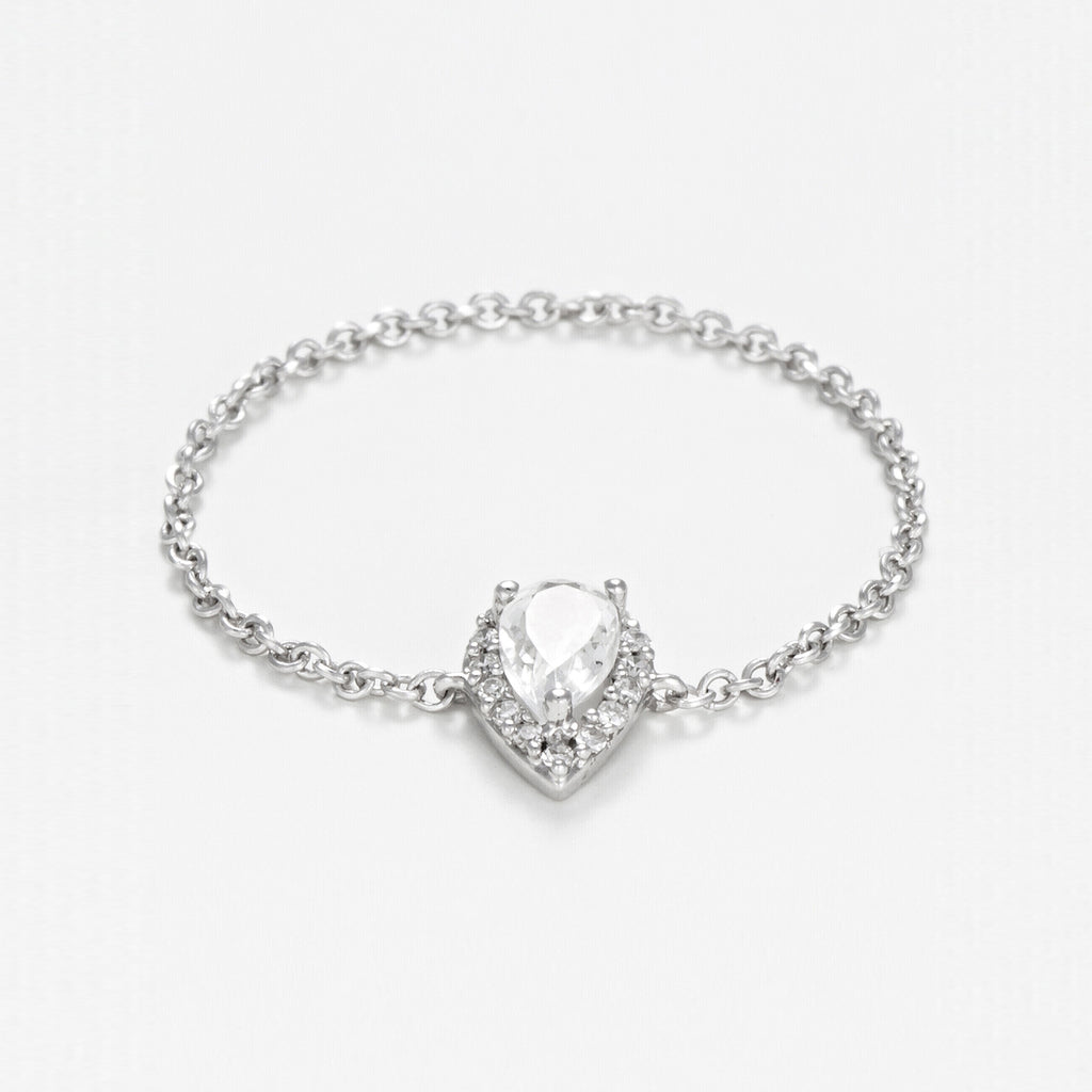 Bague Chaine "Invisible Tear" Topaze 0,25Ct/1 Diamant 0,05/15