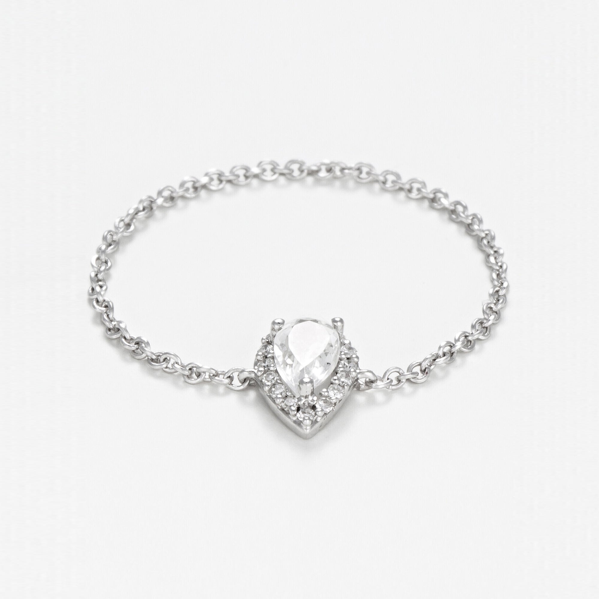 Bague Chaine "Invisible Tear" Topaze 0,25Ct/1 Diamant 0,05/15