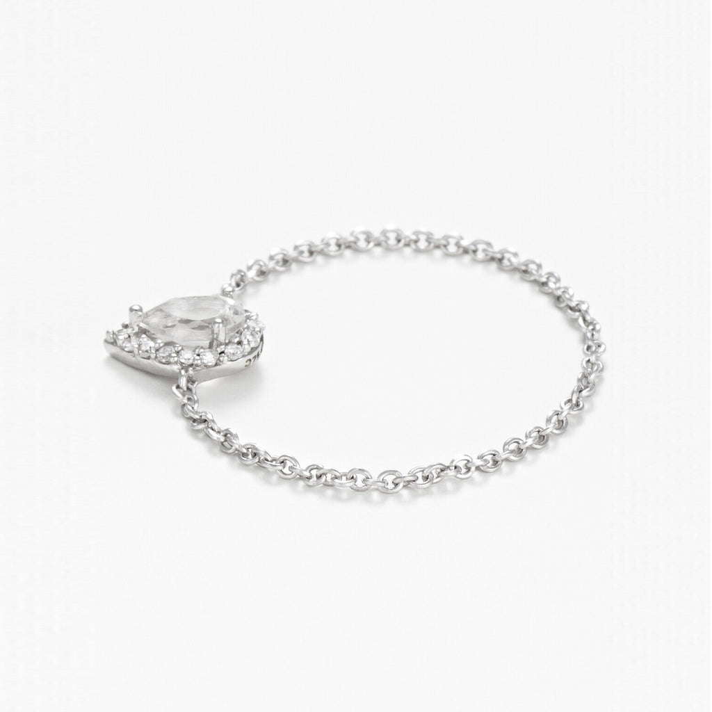 Bague Chaine "Invisible Tear" Topaze 0,25Ct/1 Diamant 0,05/15