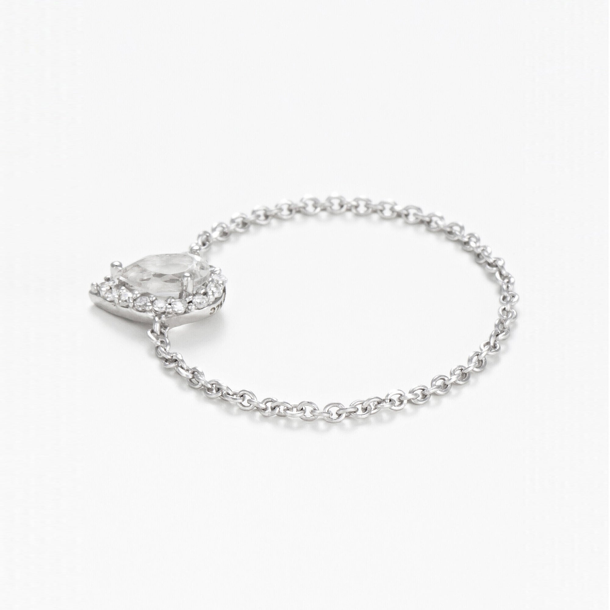Bague Chaine "Invisible Tear" Topaze 0,25Ct/1 Diamant 0,05/15