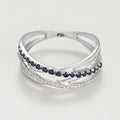 Anillo "Línea De Zafiros" Diamantes D0.08/26 S0.25/17 - Oro blanco 375/1000