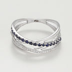 Anillo "Línea De Zafiros" Diamantes D0.08/26 S0.25/17 - Oro blanco 375/1000