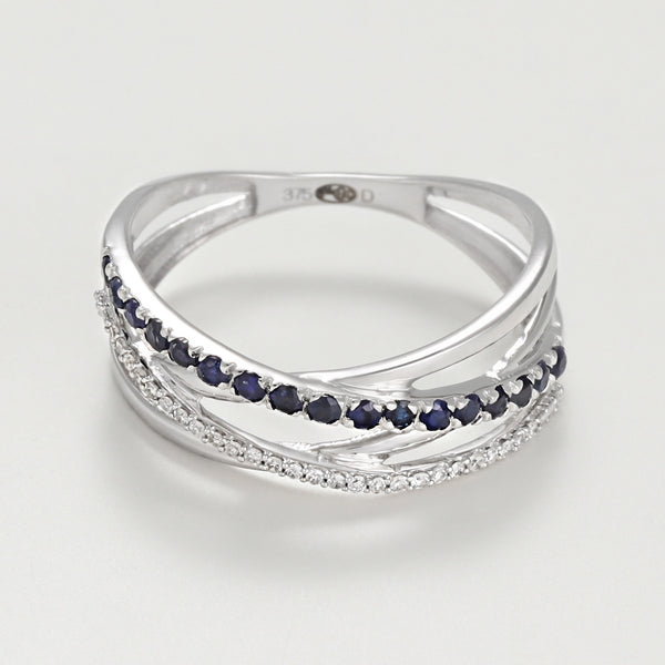 Bague "Ligne De Saphirs" Diamants D0,08/26 S0,25/17 - Or Blanc 375/1000