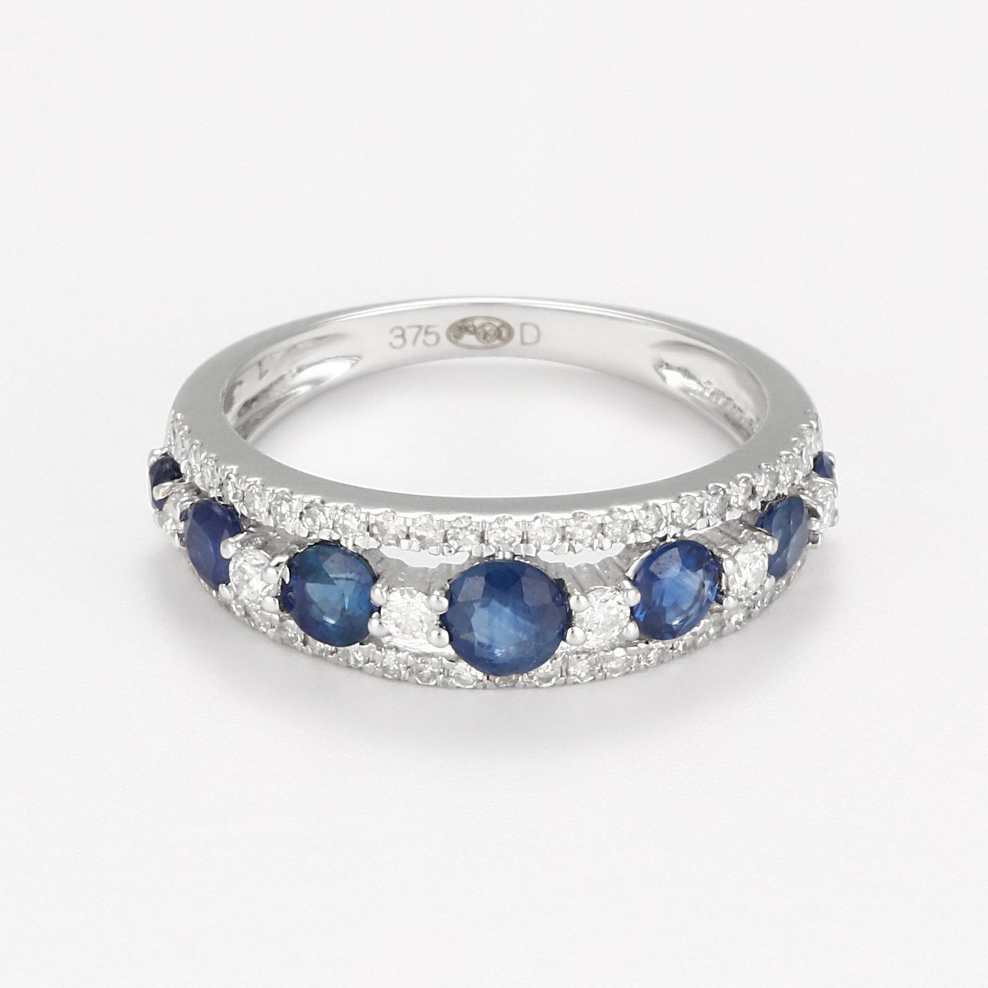 "Sapphire Crown" Ring D0.36/56 S0.65/7 - 375/1000 White Gold