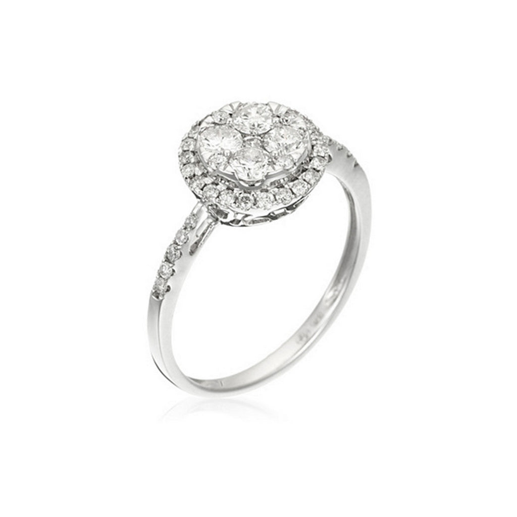 Anillo de diamantes "Pompadour" 0.74Ct/41 - Oro blanco 375/1000