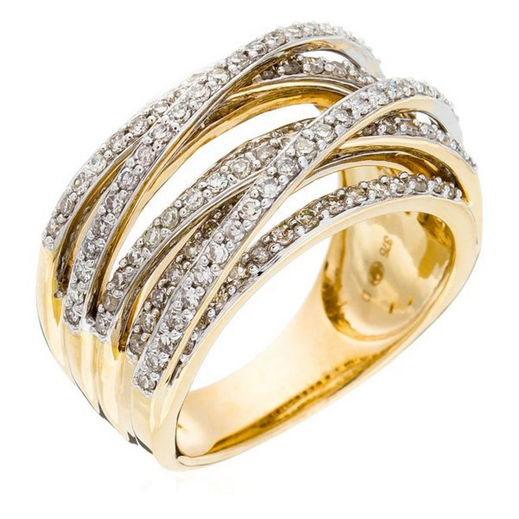 Bague "New Entrelacs Candides" Diamants : 0,99Ct/165 - Or Jaune 375/1000
