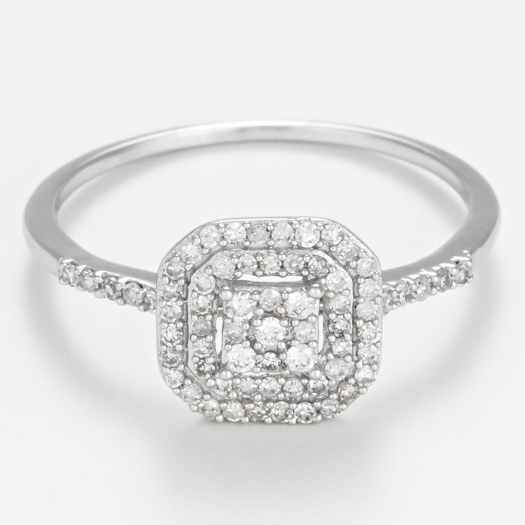 Bague Duo "Antique" D0,31Cts/84 - Or Blanc 375/1000