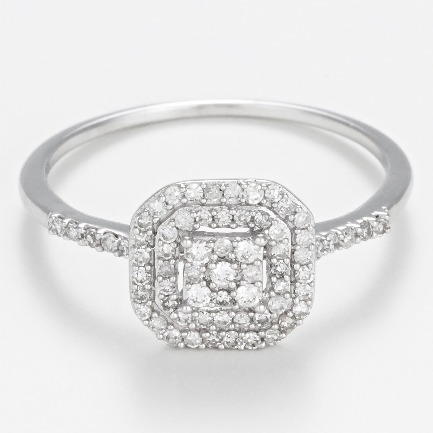 Bague Duo "Antique" D0,31Cts/84 - Or Blanc 375/1000