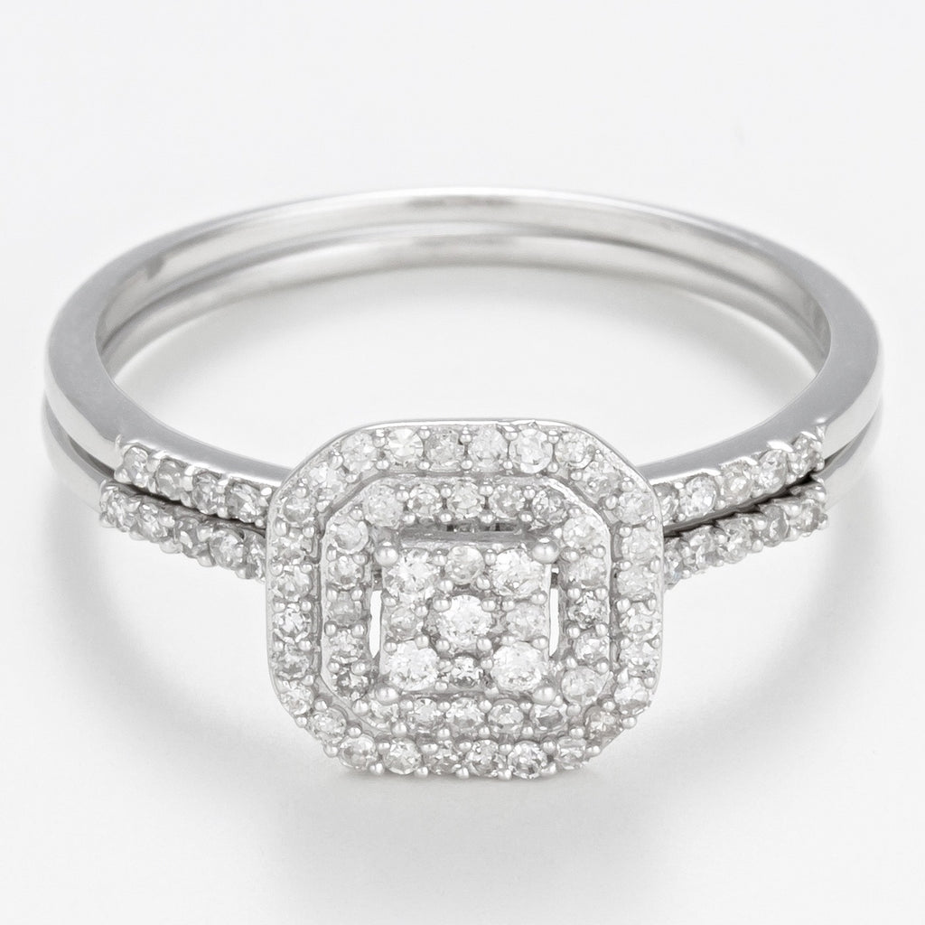Bague Duo "Antique" D0,31Cts/84 - Or Blanc 375/1000