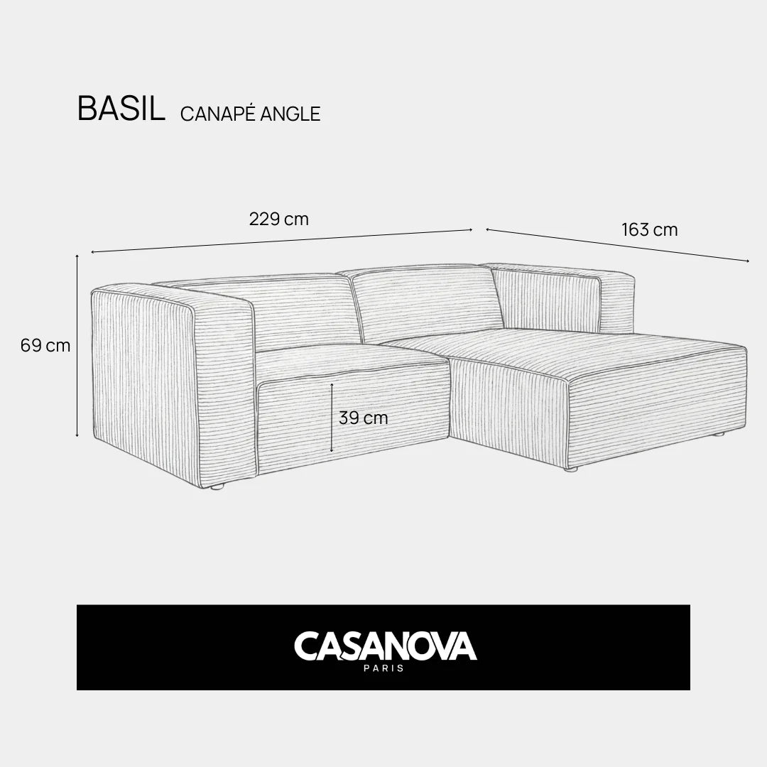 Basil Angle – Feincord – Ecksofa
