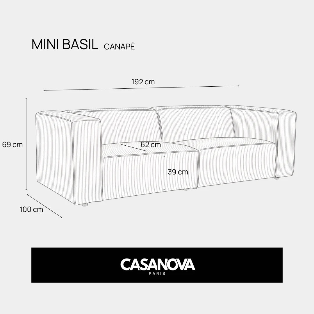 Mini Basil - Mini Velluto a Coste - Divano Lineare