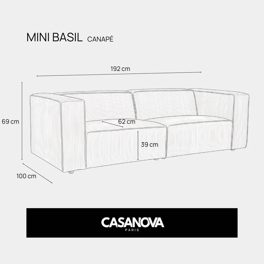 Mini Basil - Tessuto Liscio - Divano Lineare