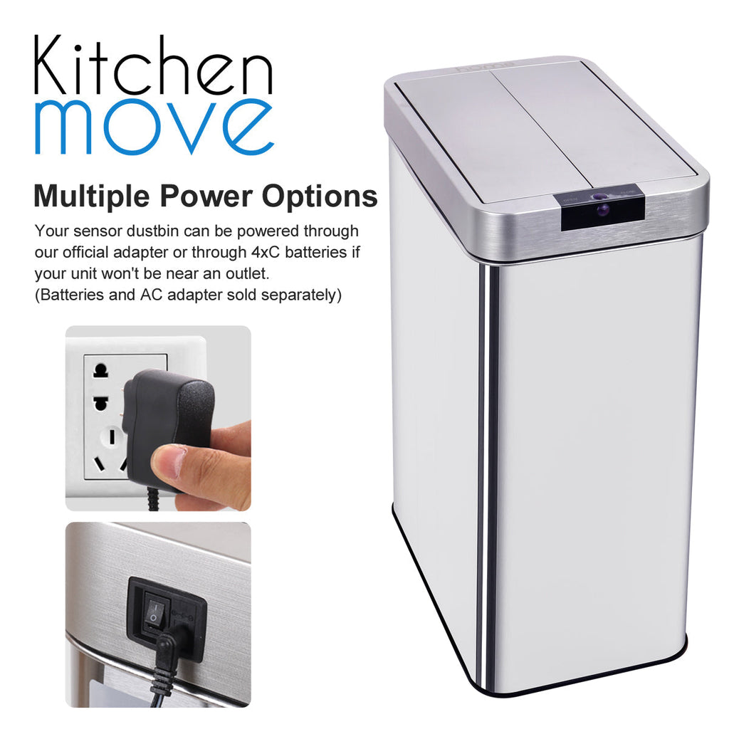 Poubelle de cuisine automatique 60L SILVERLAKE en acier Inox avec cerclage Ouverture papillon grande capacité - REDDECO.com