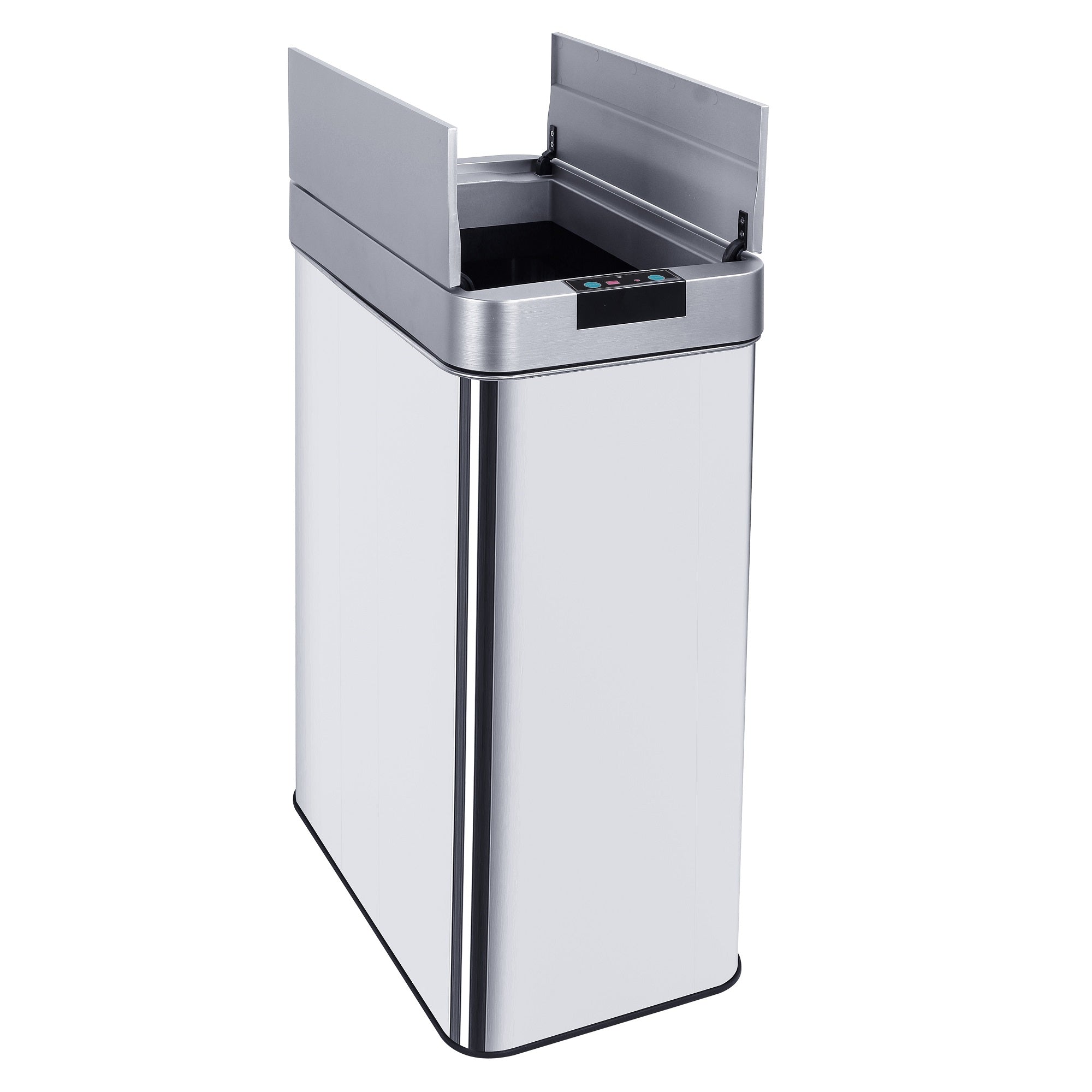 Poubelle de cuisine automatique 60L SILVERLAKE en acier Inox avec cerclage Ouverture papillon grande capacité - REDDECO.com