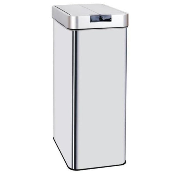 Papelera de cocina automática SILVERLAKE 70L en acero inoxidable con flejes Apertura mariposa de gran capacidad - REDDECO.com