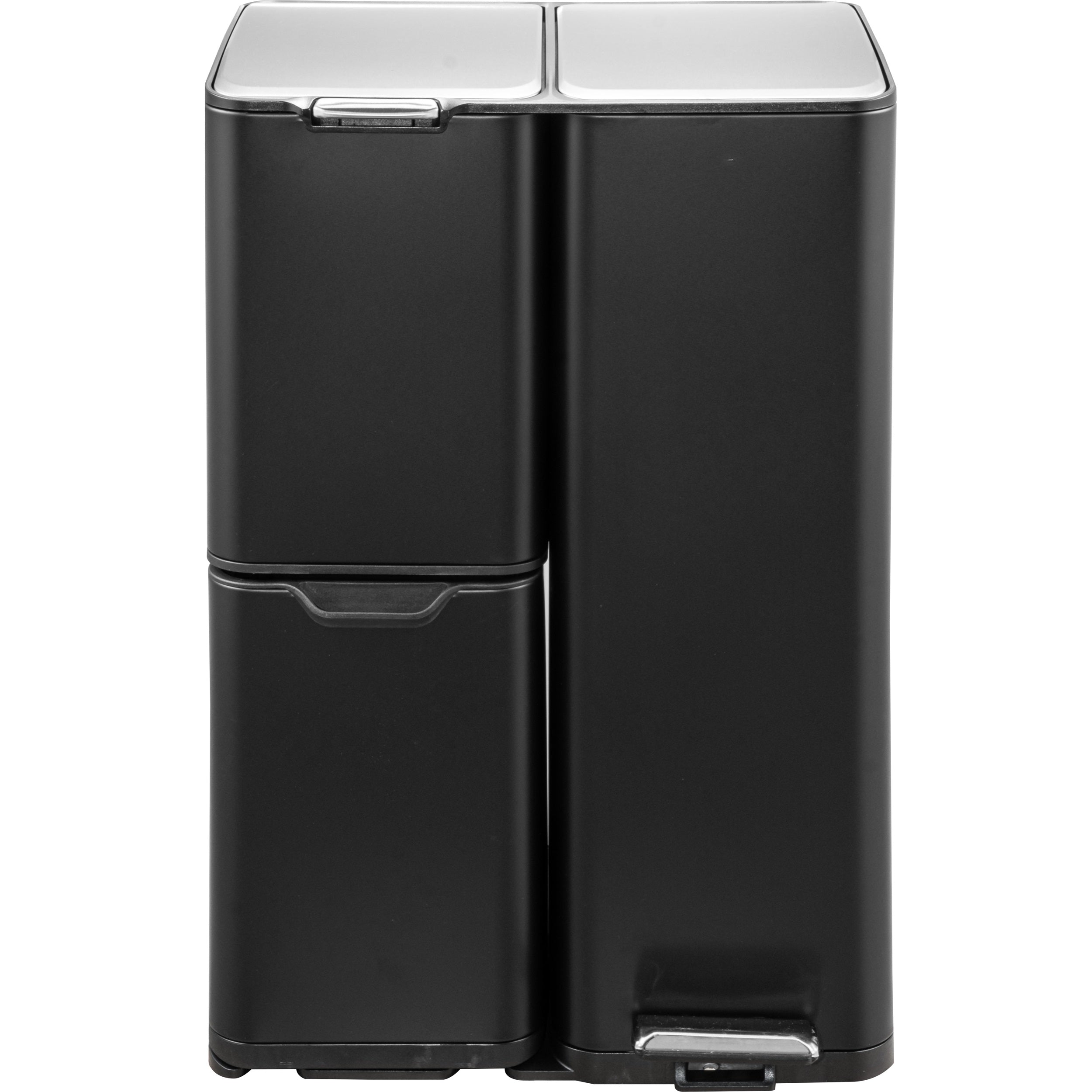 Poubelle De Tri Inox Haja - 60L - 3Bacs - Noir