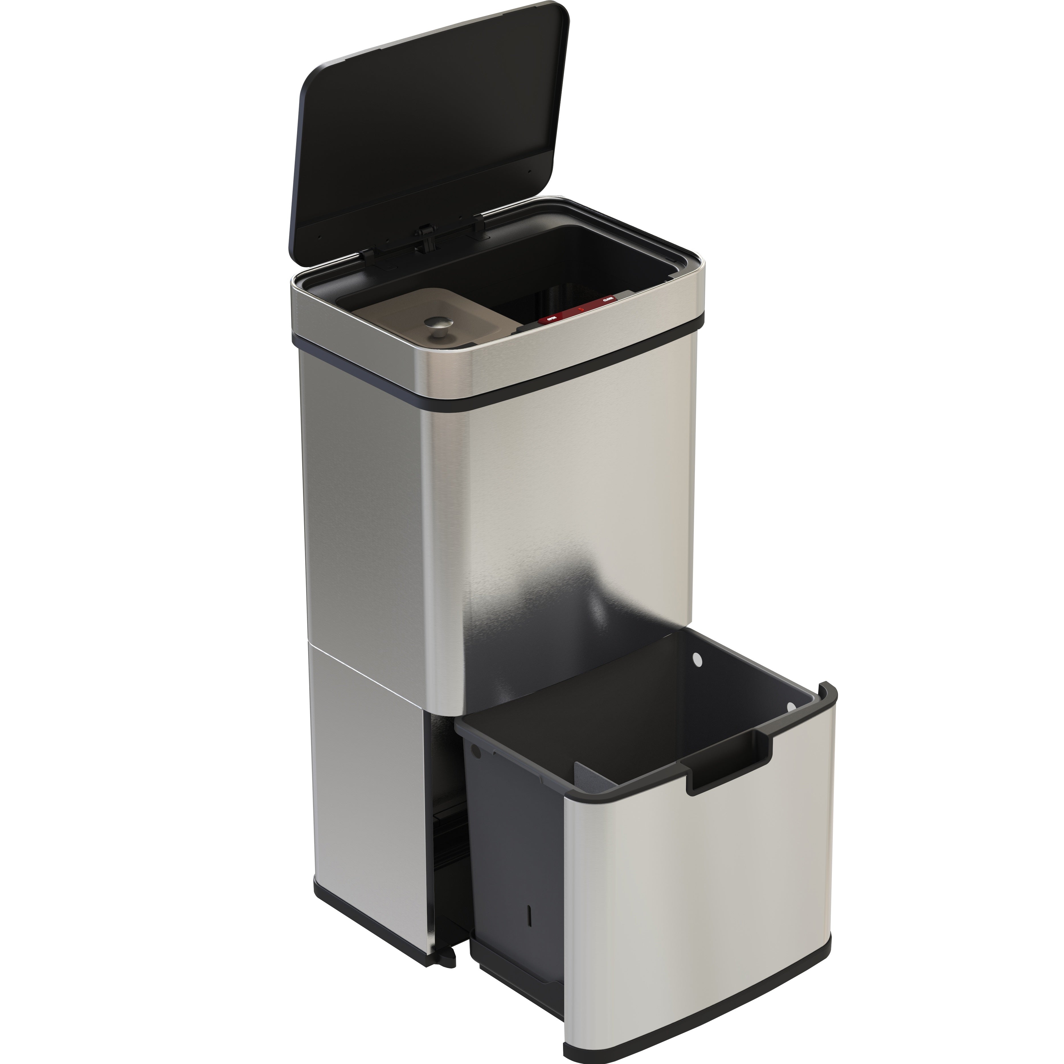 Narvik - Poubelle Automatique Tri Sélectif 75L - Acier Inoxydable - Argent