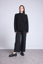 Pull Col Montant A Bijoux Baya - Noir - Femme - 100% Cachemire