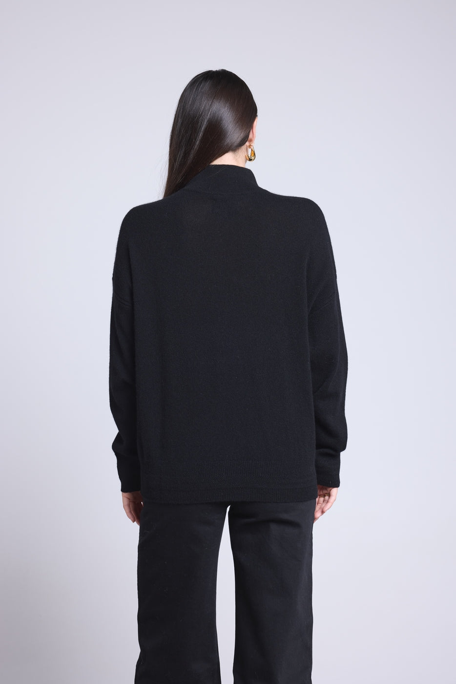 Pull Col Montant A Bijoux Baya - Noir - Femme - 100% Cachemire