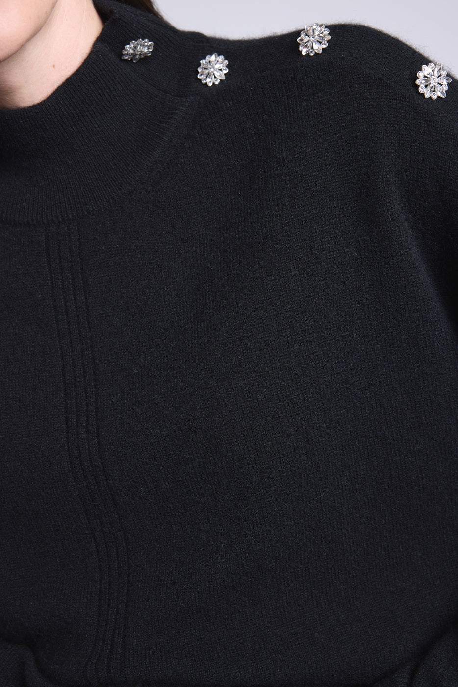 Pull Col Montant A Bijoux Baya - Noir - Femme - 100% Cachemire