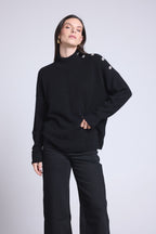 Pull Col Montant A Bijoux Baya - Noir - Femme - 100% Cachemire