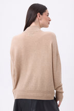 Maglione Collo Alto Con Bottoni Gioiello Baya - Beige Crema - Bottoni Argento - Donna - 100% Cashmere