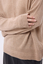 Maglione Collo Alto Con Bottoni Gioiello Baya - Beige Crema - Bottoni Argento - Donna - 100% Cashmere