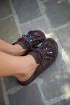 Nori Fringed Mules - Chocolate