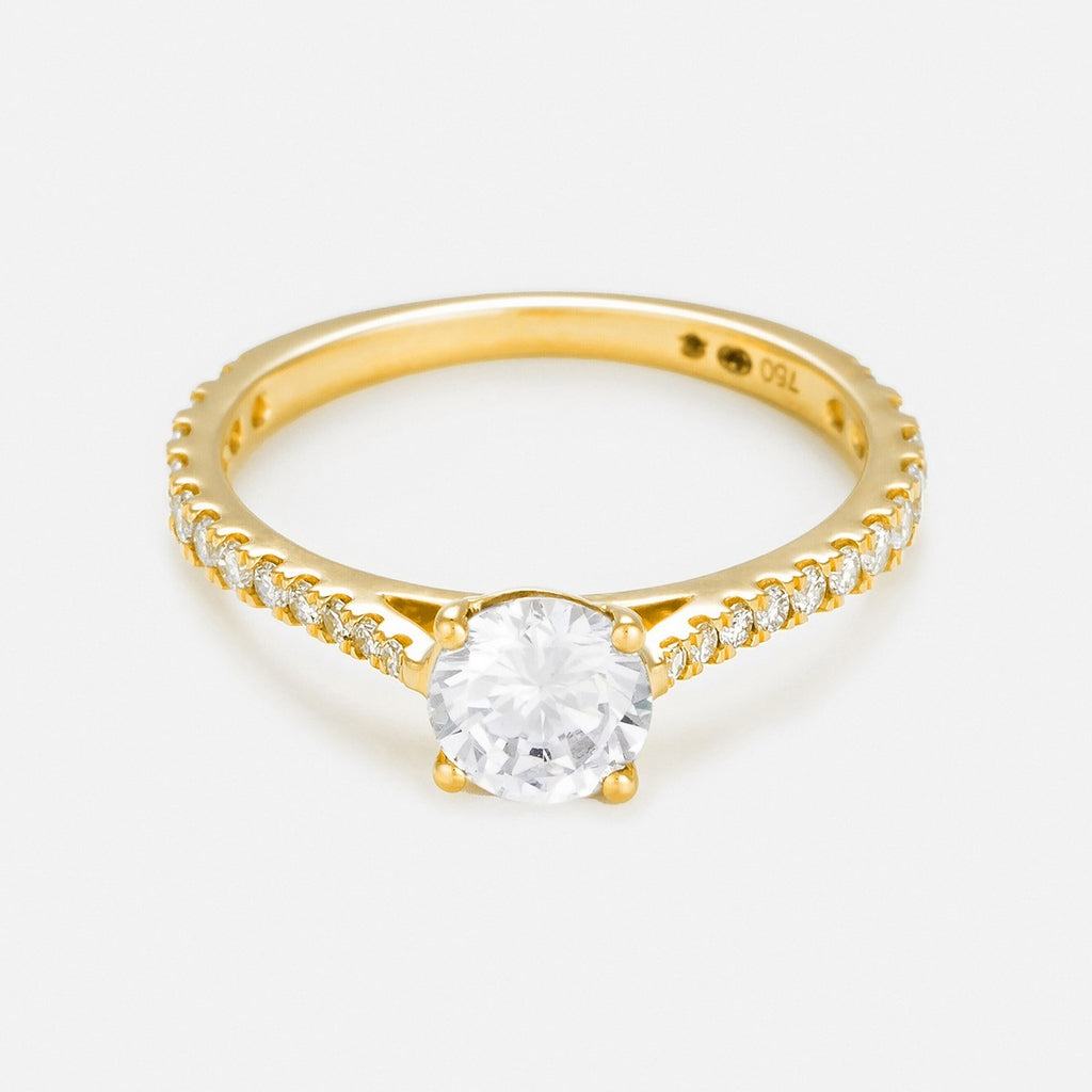 "Royal Solitaire 1 Carat" Ring, 0.3Ct/24 &amp; 0.7Ct/1 - Yellow Gold