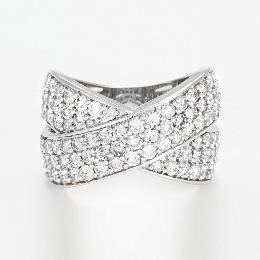 Anillo de diamantes "Cinta de Luz": 2Ct/79 - Oro blanco 375/1000