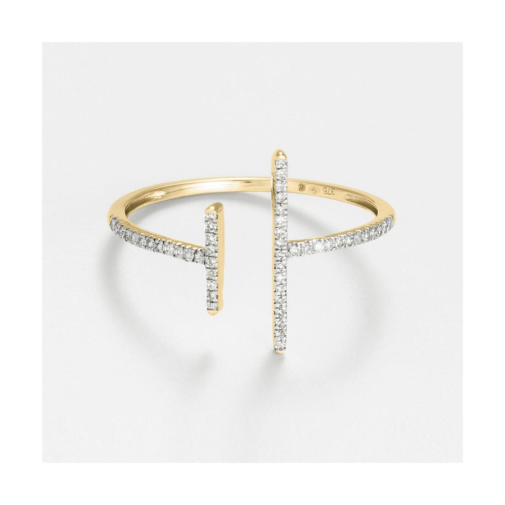 Bague "Parallèle Asymétrique" D0,1Ct/50 - Or Jaune 375/1000