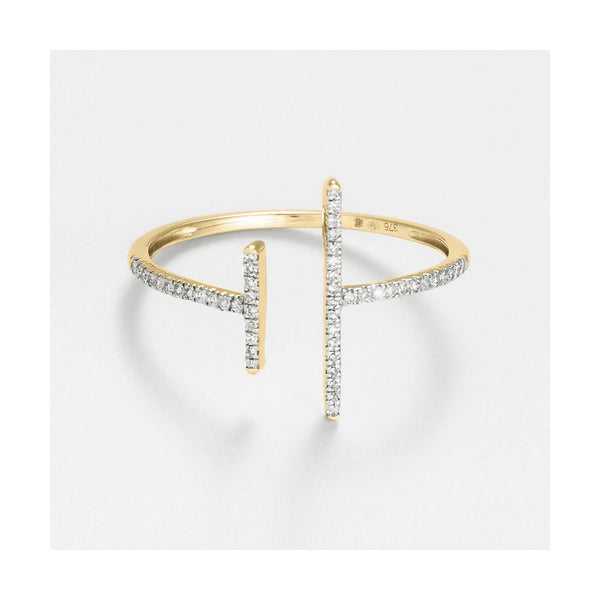 "Asymmetrical Parallel" Ring D0.1Ct/50 - 375/1000 Yellow Gold