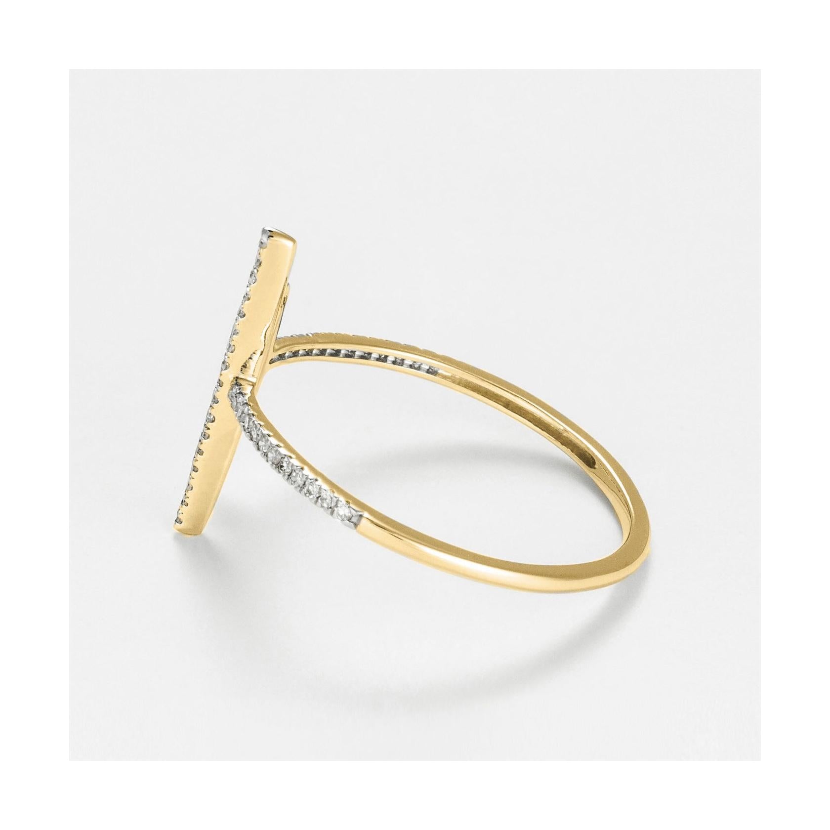Bague "Parallèle Asymétrique" D0,1Ct/50 - Or Jaune 375/1000