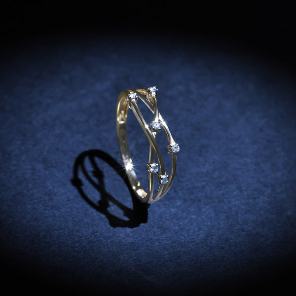 "Jolie Constellation" Ring, Diamond: 0.05Ct/6 - 375/1000 Yellow Gold