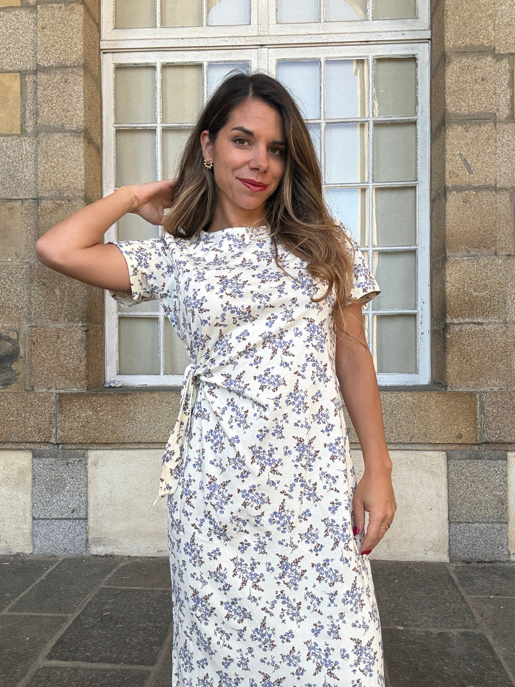 Vestido Largo Lazo Lucia Azul