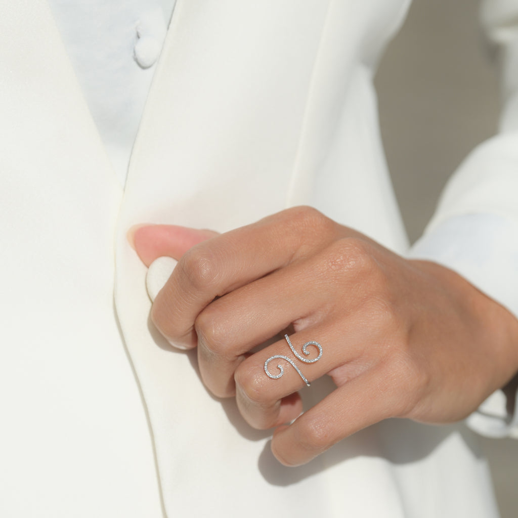 Bague "Spirale D'Amour" Diamants 0,15/76 - Or Blanc 375/1000