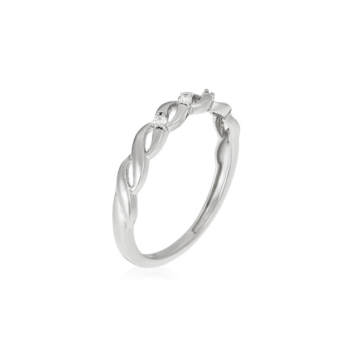 "Beautiful Twist" ring med 0,03/3 diamanter - 9 karat hvidguld (375/1000)